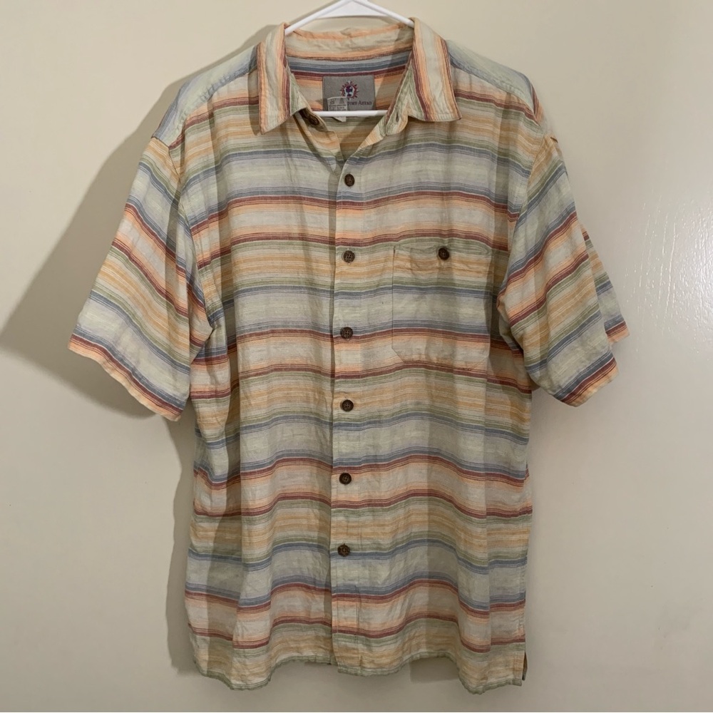 The Territory Ahead men Multicolor Striped Shirt linen cotton Large